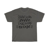 Start with coffee end with wine Unisex Cotton T-shirt